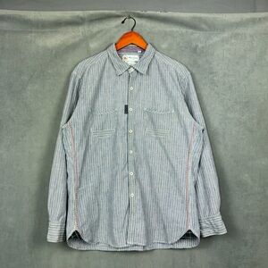 Robert Graham Jeans Shirt Mens Size 2XL Blue Striped Patchwork Long Sleeve